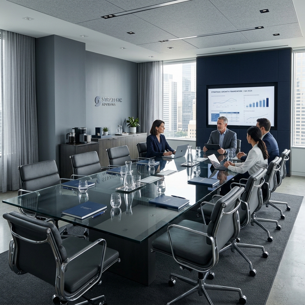 Executive strategy session in a modern boardroom